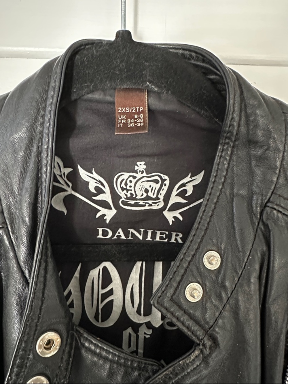 Danier Black Studded Asymmetrical Leather Moto Jacket - Picture 2 of 5